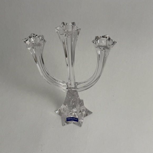 Villeroy & Boch Lucca 3-arm 24% Lead Crystal Glass Candelabra Austria 12” Tall - Picture 6 of 15